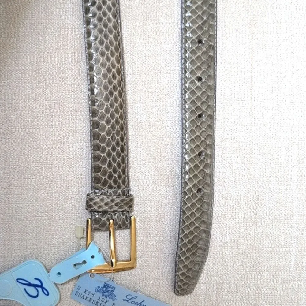 Vintage NWT Classic Green Snakeskin Leather Women's Belt Solid Brass Buckle